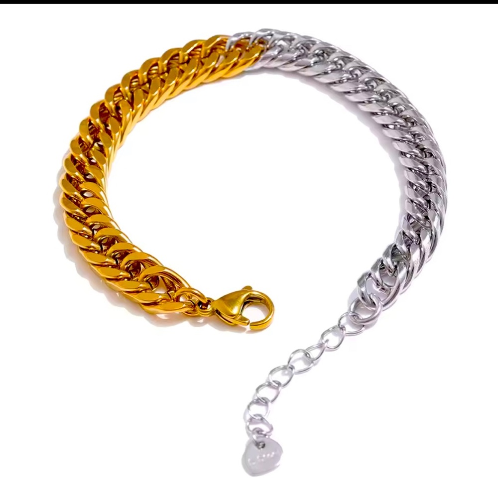2- tone silver and gold stainless steel bracelet